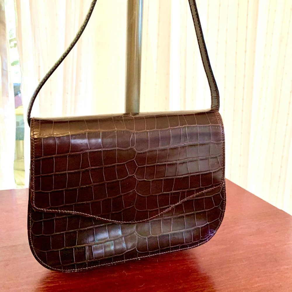Claiborn brown embossed leather purse